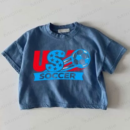 USSOCCERベビーブルー フットボールプリントTシャツ - 青 - 18～24ヶ月 - image 1