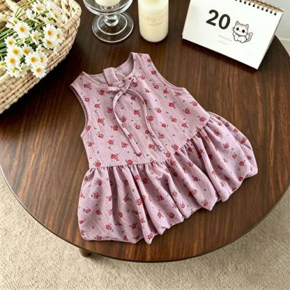 幼児用女の子向け紫色の花柄ノースリーブDress - image 2
