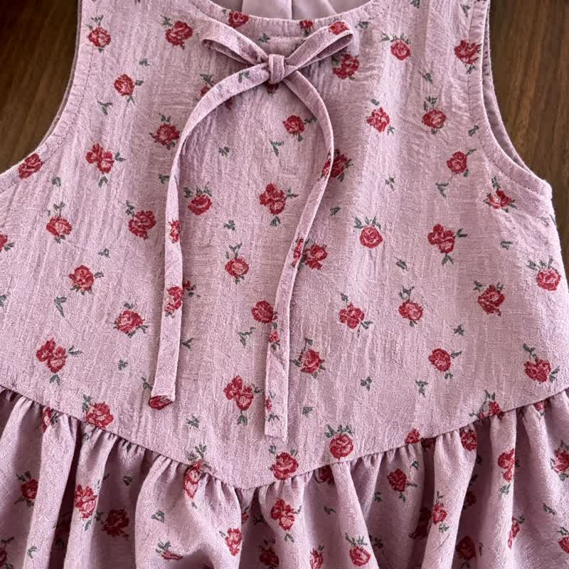 幼児用女の子向け紫色の花柄ノースリーブDress - image 4