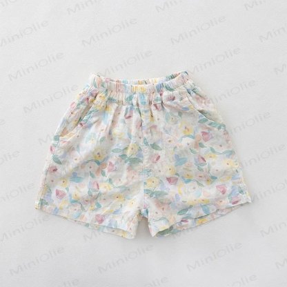 幼児用女の子パステルカラー花柄プリントショートパンツ - ピンク - 6～7歳 - image 2