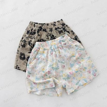 幼児用女の子パステルカラー花柄プリントショートパンツ - image 1