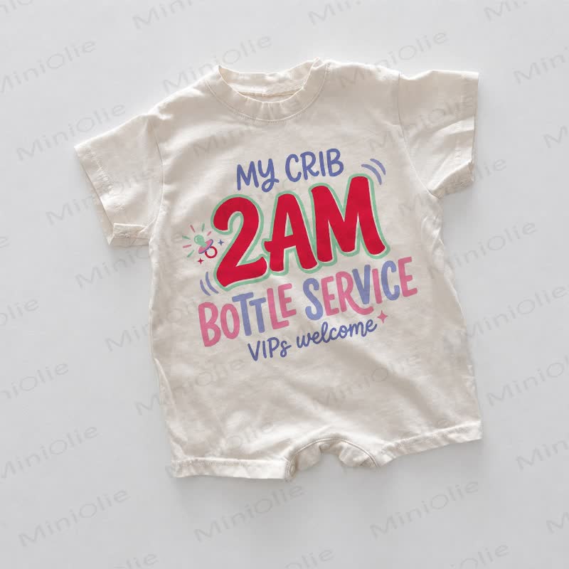 MY CRIB 2AM BOTTLE SERVICEベビー用ホワイトプリントロンパース - 白 - 18～24ヶ月 - image 1