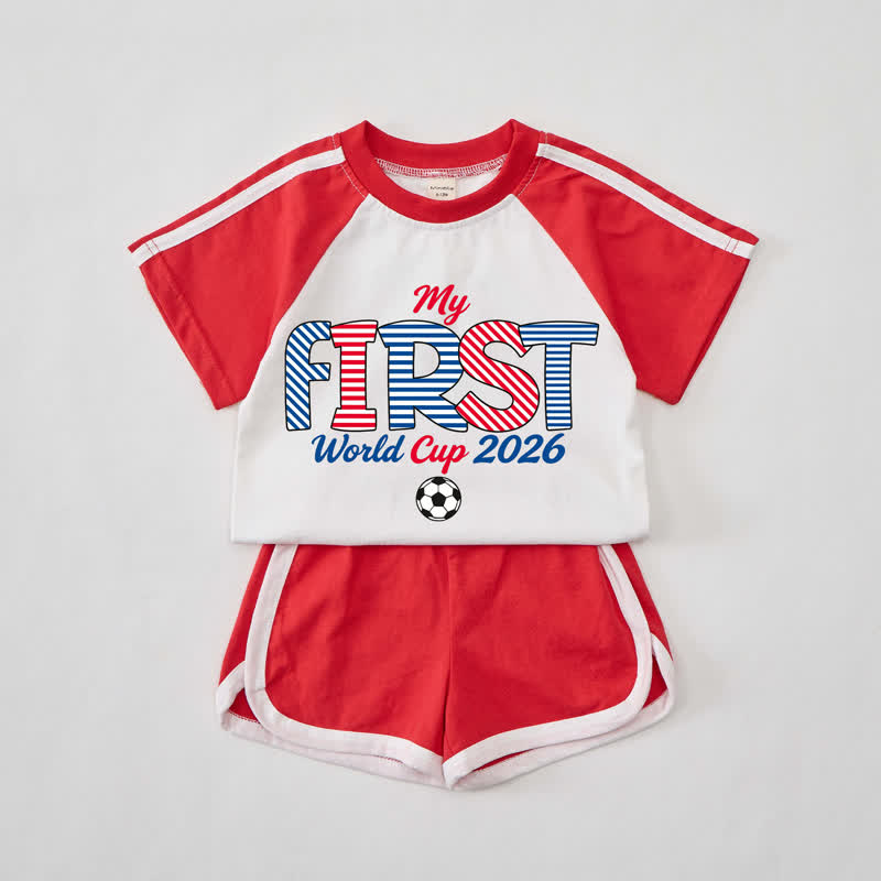 MY FIRST WORLD CUP 2026ベビーレッドサッカーTシャツセット - 赤 - 2～3歳 - image 1