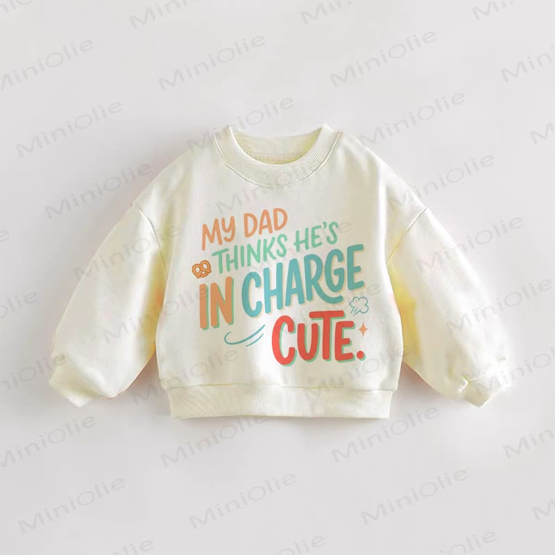 MY DAD THINKS HE'S IN CHARGE CUTE赤ちゃん幼児用スローガン入りクリームスウェットシャツ - クリーム - 3～5歳 - image 1