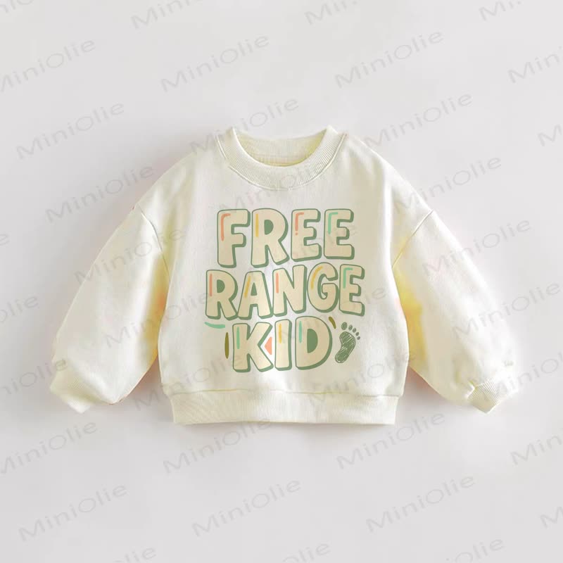 FREE RANGE KIDベビー幼児用スローガン入りクリームスウェットシャツ - クリーム - 3～5歳 - image 1