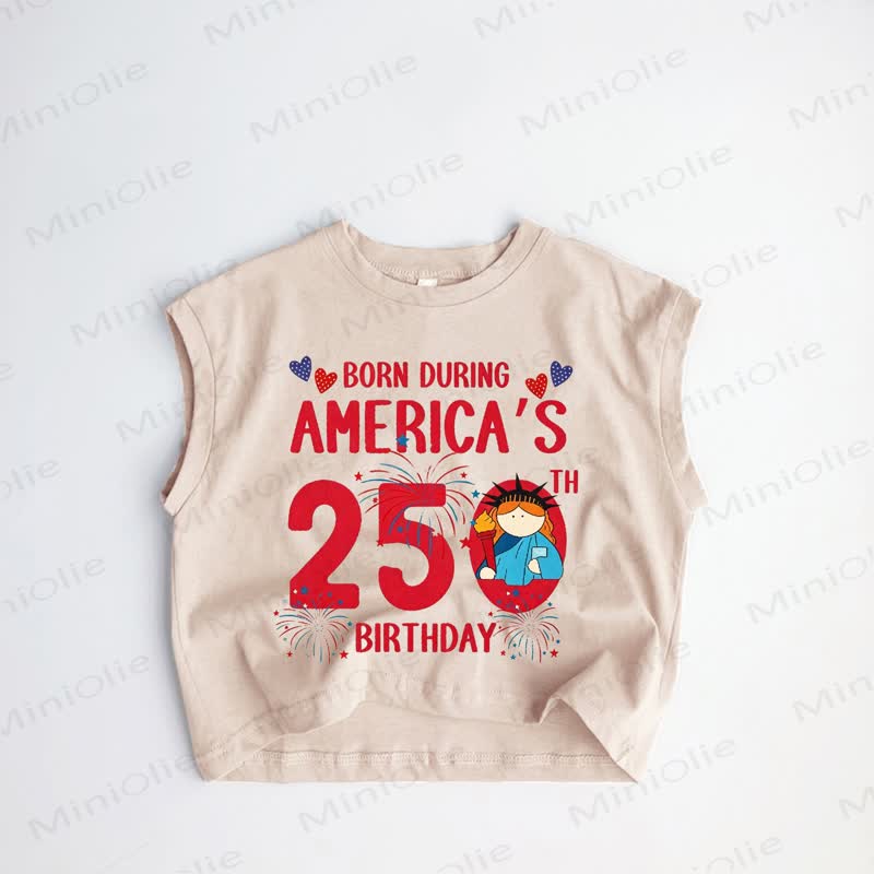 BORN DURING AMERICA'S 250TH BIRTHDAYベビー幼児用カーキタンクトップ - カーキ - 3～5歳 - image 1