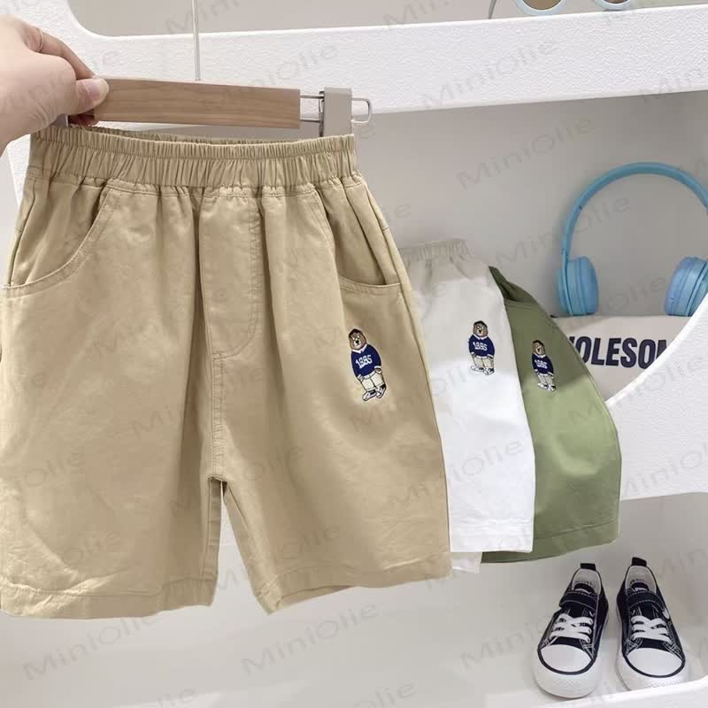 幼児・男の子用 クマの刺繍入りショートパンツ - カーキ - 10-11歳 - image 3