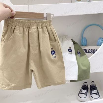 幼児・男の子用 クマの刺繍入りショートパンツ - カーキ - 10-11歳 - image 3