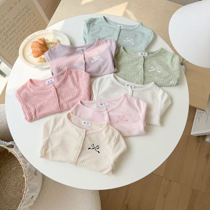幼児用女の子向けリボン刺繍入りリブニットカーディガン - image 11