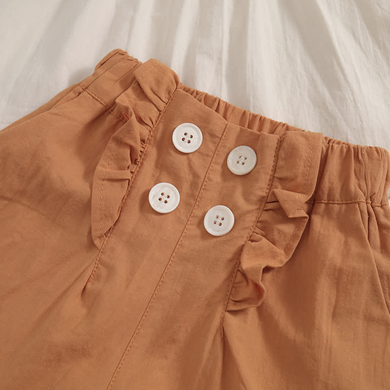 幼児用女の子向け 花柄刺繍入りパフスリーブトップス＆ショートパンツ 2点セット - image 7