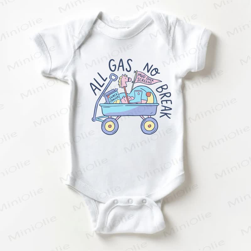 ALL GAS NO BREAKベビー用ホワイトボディスーツ - 白 - 18～24ヶ月 - image 1