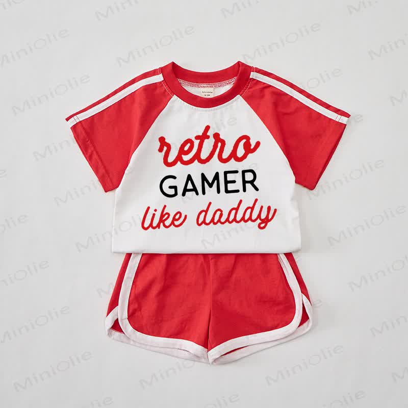 GAMER LIKE DADDY！ベビーレッドTシャツセット - 赤 - 2～3歳 - image 1