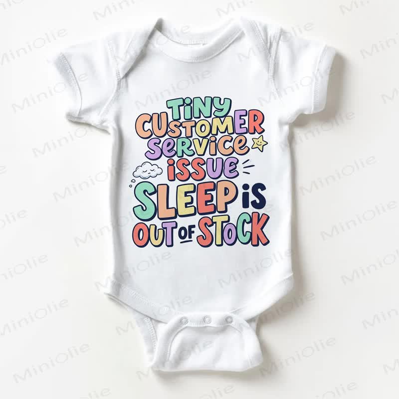 TINY CUSTOMER SERVICE ISSUE SLEEP IS OUT OF STOCKベビー用スローガン入りホワイトボディスーツ - 白 - 18～24ヶ月 - image 1