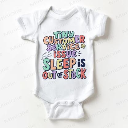 TINY CUSTOMER SERVICE ISSUE SLEEP IS OUT OF STOCKベビー用スローガン入りホワイトボディスーツ - 白 - 18～24ヶ月 - image 1