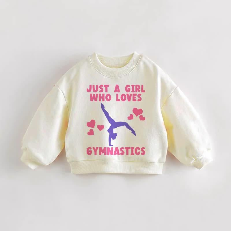 JUST A GIRL WHO LOVES GYMNASTICSベビー幼児用スローガン入りクリームスウェットシャツ - クリーム - 3～5歳 - image 1