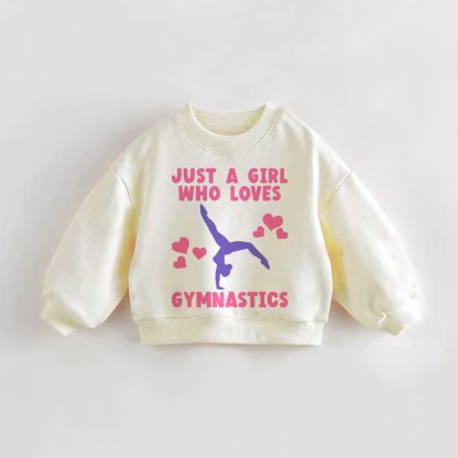 JUST A GIRL WHO LOVES GYMNASTICSベビー幼児用スローガン入りクリームスウェットシャツ - クリーム - 3～5歳 - image 1