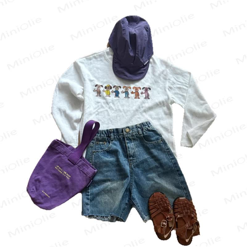 幼児用無地ネイビーデニムショートパンツ - image 3