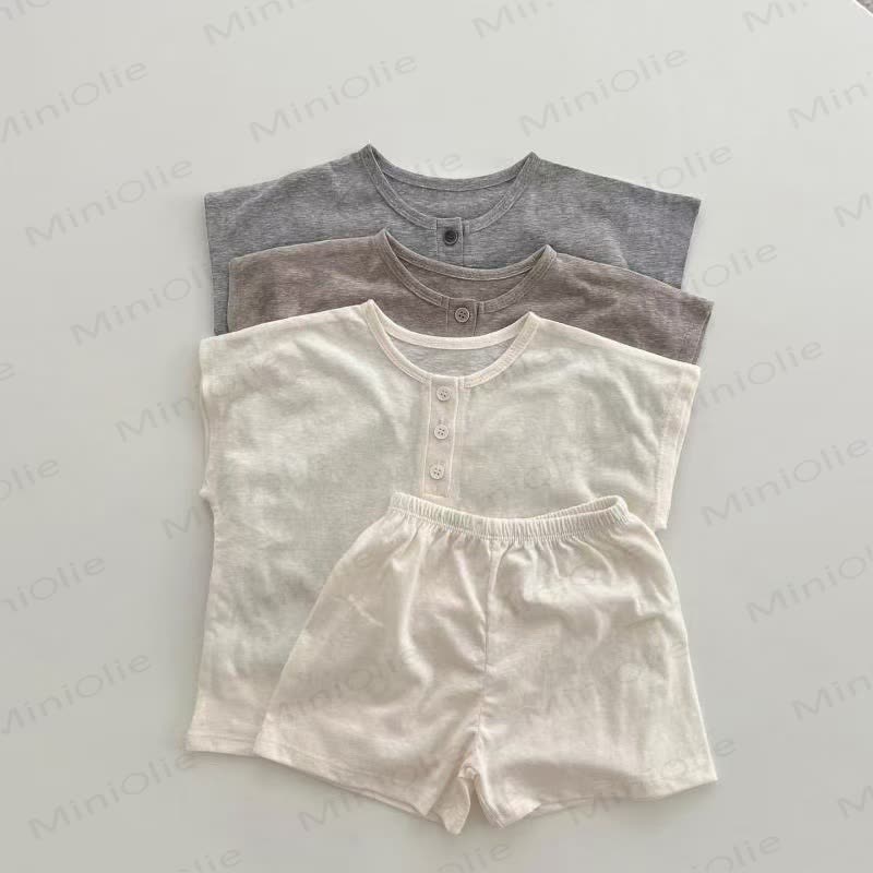 ベビーソフトニットタンクトップとショートパンツの2点セット - image 1