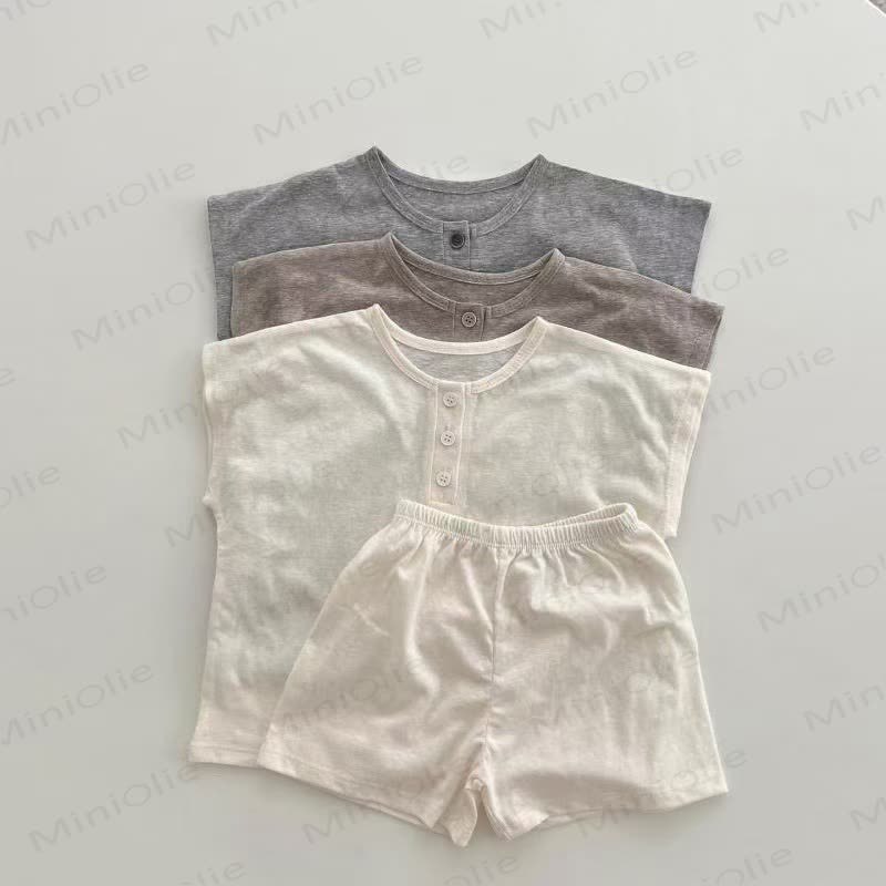 ベビーソフトニットタンクトップとショートパンツの2点セット - image 1