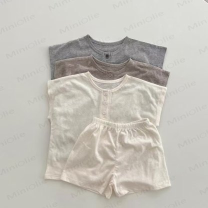 ベビーソフトニットタンクトップとショートパンツの2点セット - image 1
