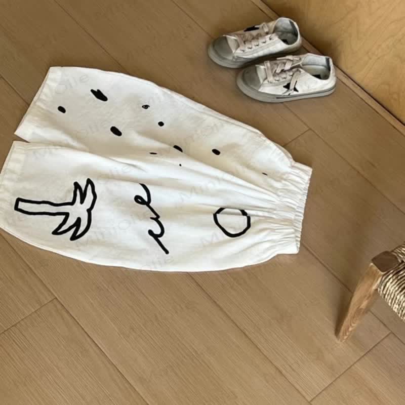 幼児用コットンリネンストレートレッグクロップドパンツ - image 3
