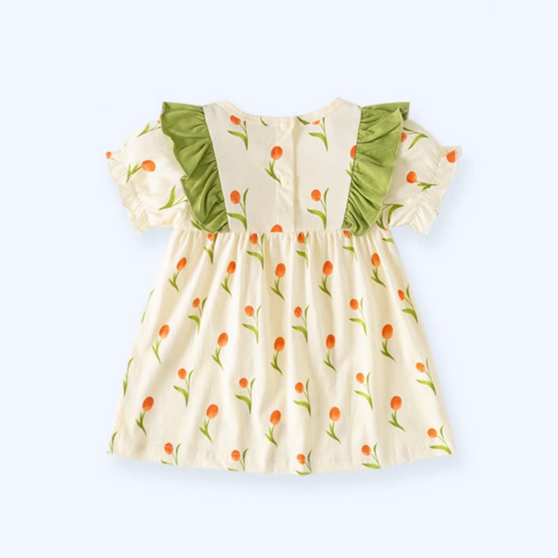 幼児用女の子向けうさぎと花柄のサマーDress - image 5