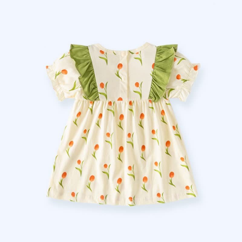 幼児用女の子向けうさぎと花柄のサマーDress - image 5