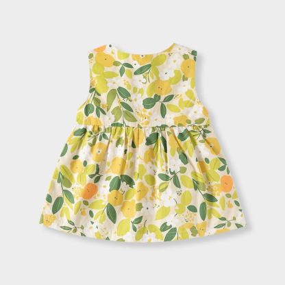 幼児用イエロー花柄リボン付きサマーノースリーブDress - image 2