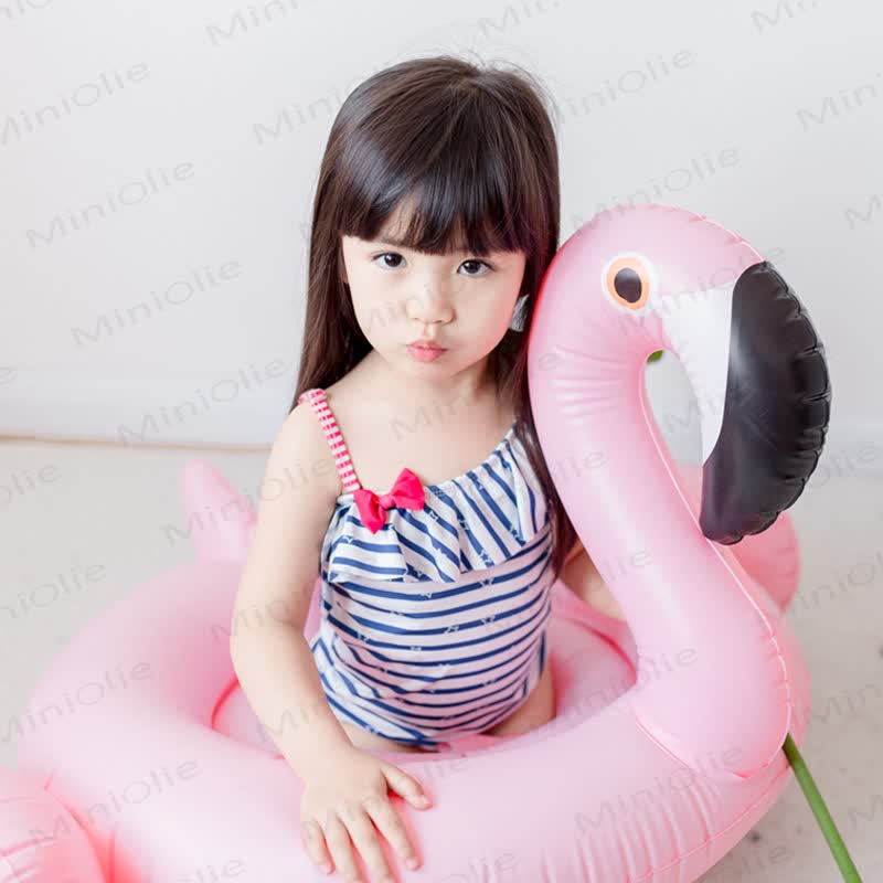 ベビーガールズ用レッドストライプフリルワンピース水着 - image 4
