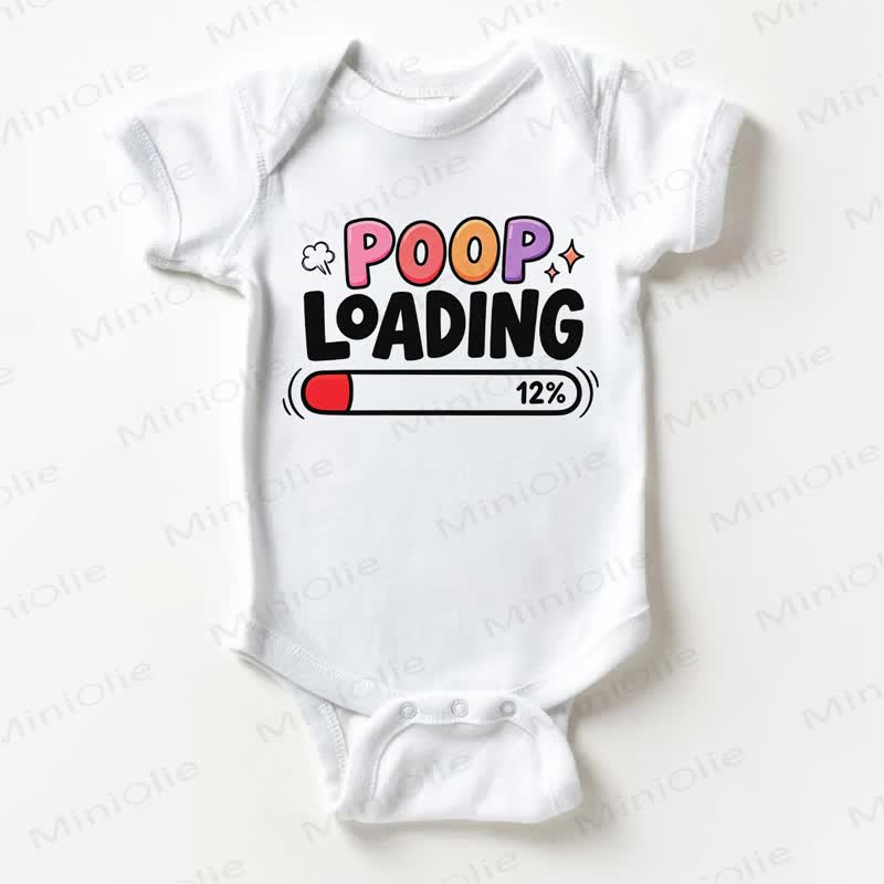 POOP LOADING中 ベビー用スローガン入りホワイトボディスーツ - 白 - 18～24ヶ月 - image 1