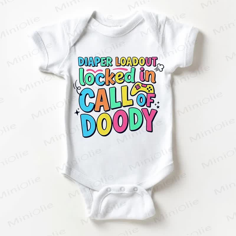DIAPER LOADOUT LOCKED IN CALL OF DOODYスローガンホワイトボディスーツ - 白 - 18～24ヶ月 - image 1