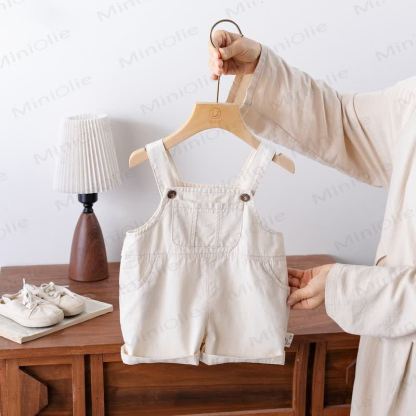 男の子用無地ノースリーブセット - ベージュのショートパンツ - 2～3歳 - image 3