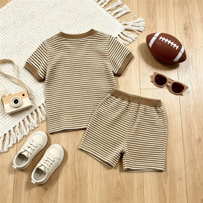 幼児男の子用ラグビーストライプTシャツ＆ショーツ2点セット - image 2