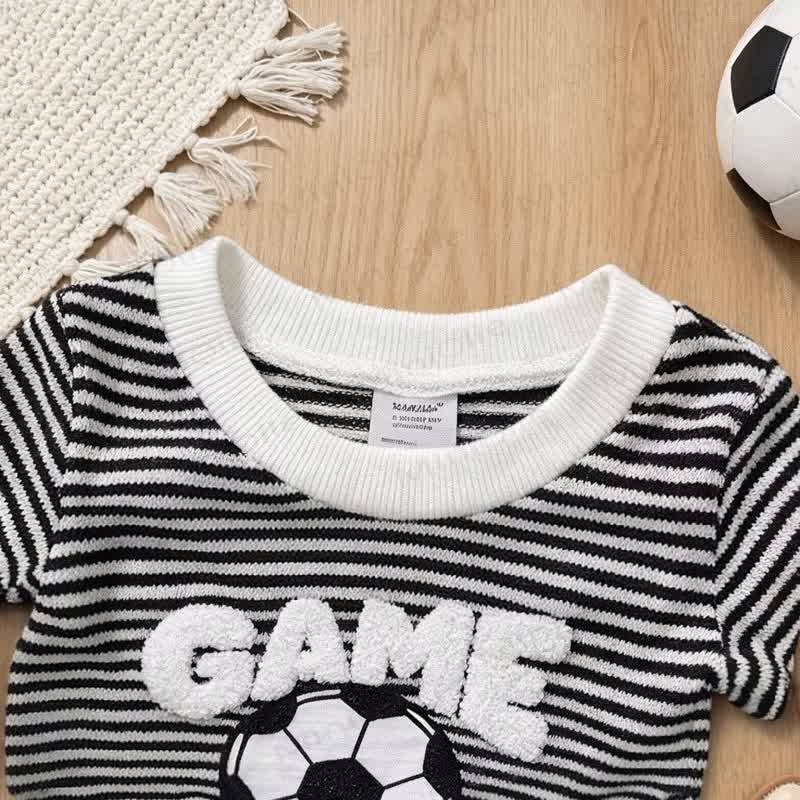 幼児男の子用ストライプ柄サッカーTシャツ＆ショーツ2点セット - image 4