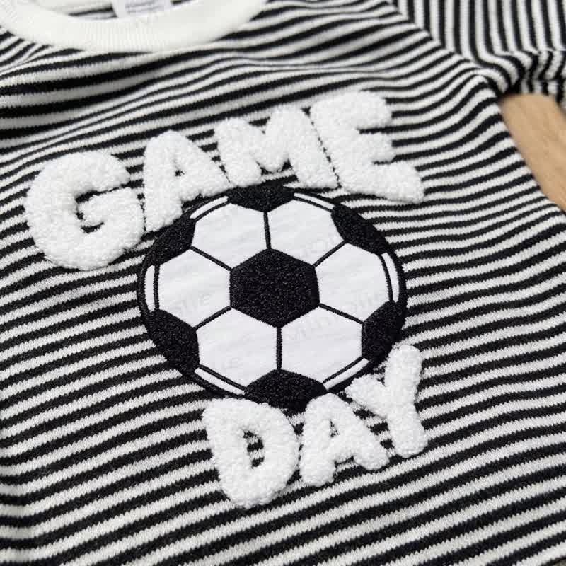 幼児男の子用ストライプ柄サッカーTシャツ＆ショーツ2点セット - image 5