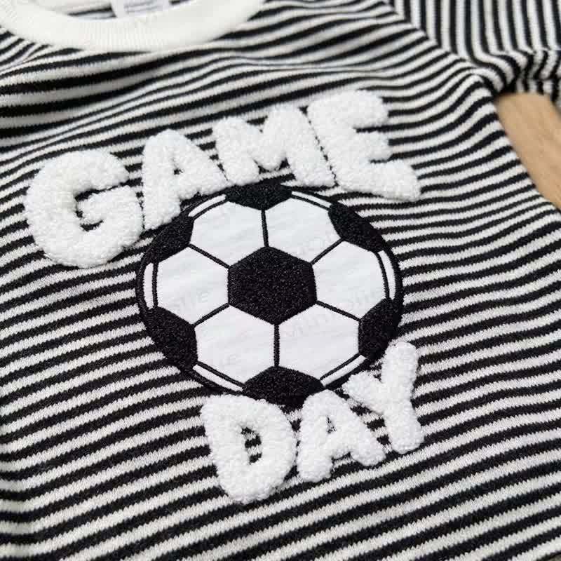 幼児男の子用ストライプ柄サッカーTシャツ＆ショーツ2点セット - image 5