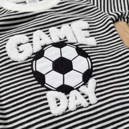 幼児男の子用ストライプ柄サッカーTシャツ＆ショーツ2点セット - image 5