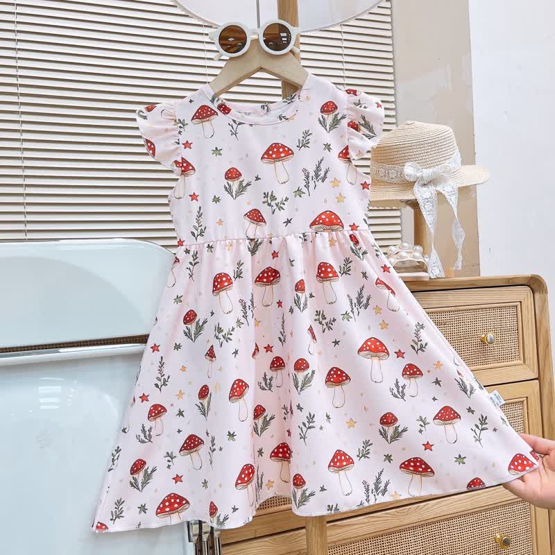 幼児用ベビーガールズ フリル袖サマーDress - ピンクマッシュルーム - 8-9T - image 2