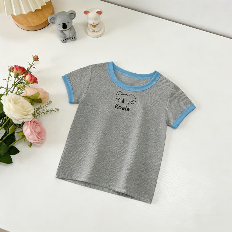 幼児用 動物/食べ物柄 クルーネック リブ編み 半袖Tシャツ - グレー - 7-10T - image 7