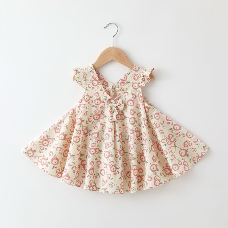 ベビー幼児用 花柄/フルーツ柄 ノースリーブDress - ベージュローズ - 2～3歳 - image 2