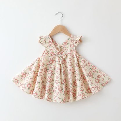 ベビー幼児用 花柄/フルーツ柄 ノースリーブDress - ベージュローズ - 2～3歳 - image 2