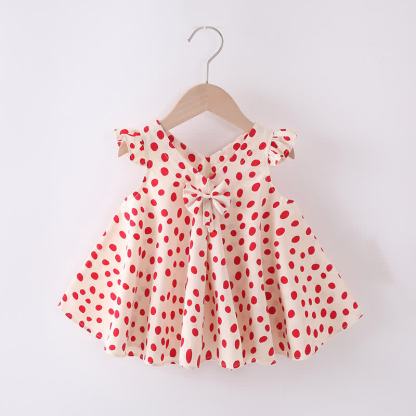 ベビー幼児用 花柄/フルーツ柄 ノースリーブDress - 白い点 - 2～3歳 - image 5