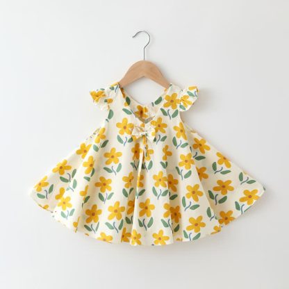 ベビー幼児用 花柄/フルーツ柄 ノースリーブDress - ベージュの花 - 2～3歳 - image 9