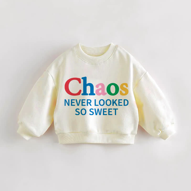 CHAOS NEVER LOOKED SO SWEET幼児用スローガン入りクリームスウェットシャツ - クリーム - 3～5歳 - image 1