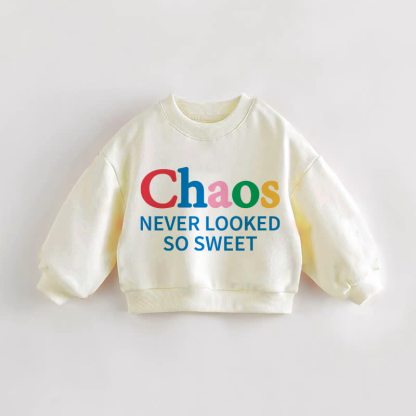 CHAOS NEVER LOOKED SO SWEET幼児用スローガン入りクリームスウェットシャツ - クリーム - 3～5歳 - image 1
