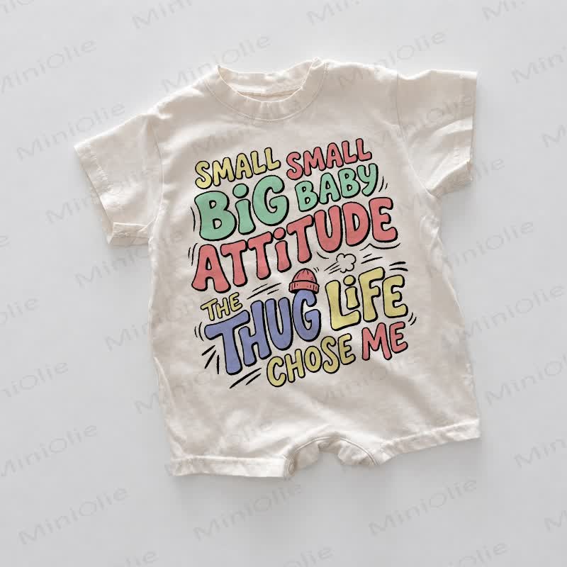 BIG BABY ATTITUDE THE THUG LIFE CHOSE ME　ベビーロンパース - 白 - 18～24ヶ月 - image 1