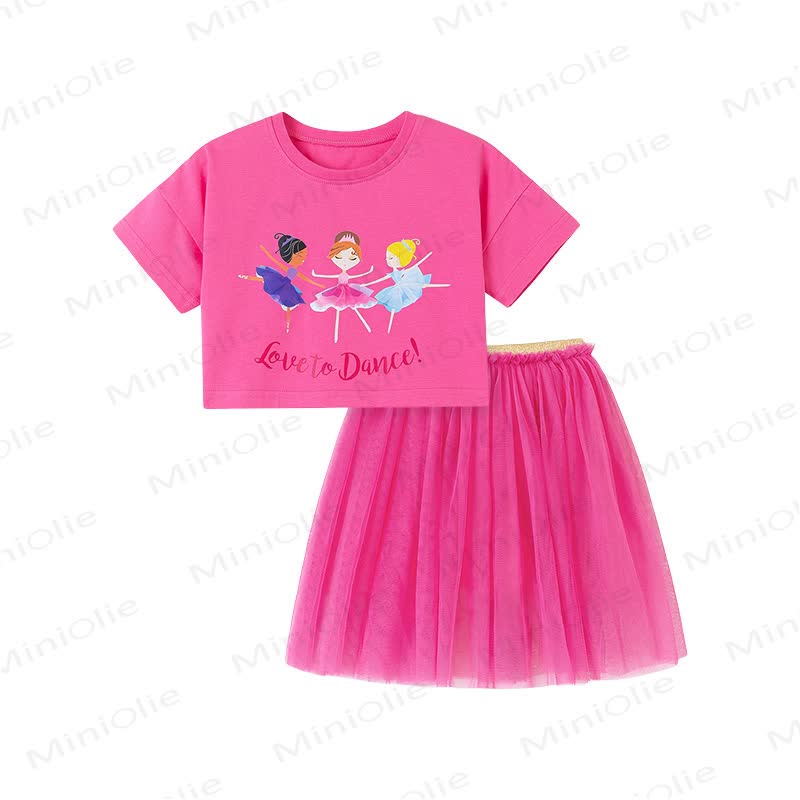LOVE TO DANCE!幼児・女の子用Tシャツとスカートのセット - ピンク - 7歳 - image 6