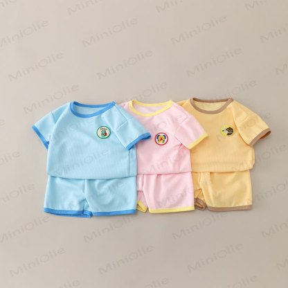 ベビー幼児用アニマルワッフルTシャツ＆ショートパンツセット - image 1