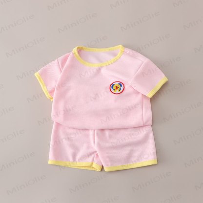 ベビー幼児用アニマルワッフルTシャツ＆ショートパンツセット - ピンク - 6～7歳 - image 4
