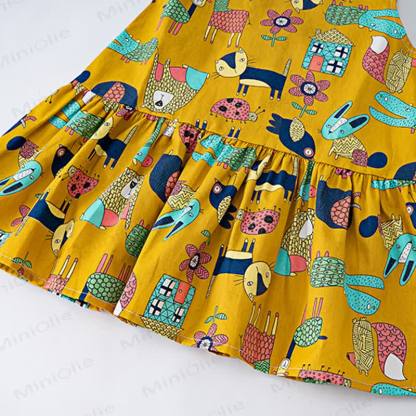 幼児用女の子向け全面プリントノースリーブフリルDress - image 7